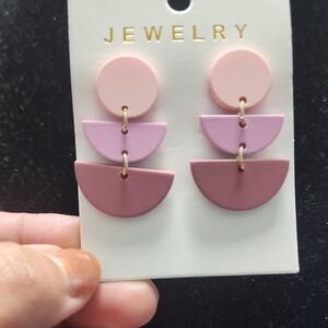 #12 Pink Geometric Dangle Earrings